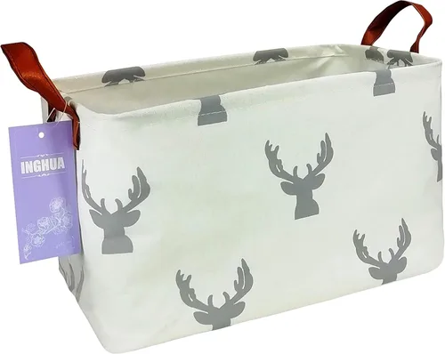 Vista 25 de Cesta de almacenamiento rectangular de tela con organizador de tela para juguetes, libros, ropa, regalos, mascotas - Perfecta para el hogar