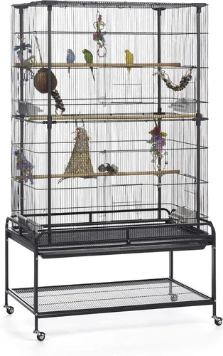 Vista 11 de Prevue Pet Products F085 - Jaula para pájaros de vuelo con soporte, color negro