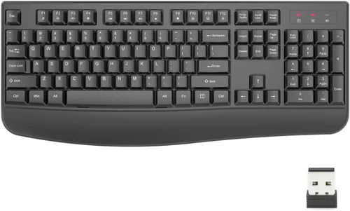 Vista 8 de EDJO Wireless Keyboard, 2.4G Ergonomic Full Size Wireless Computer Keyboard with Wrist Rest for Windows, Mac OS Desktop/Laptop/PC（Black）