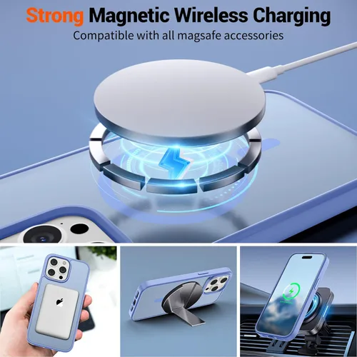 Vista 748 de SUPFINE - Funda magnética para iPhone 13 Pro Max (compatible con MagSafe), (protección contra caídas de grado militar de 10 pies), delgada, Negro