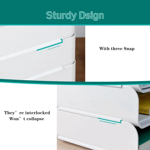 Vista 4 de Bandejas de papel apilables A4 de 3 niveles, soporte para archivos de escritorio de oficina, organizador de documentos y cartas