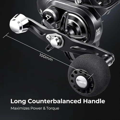 Vista 4 de Piscifun Carrete de pesca Alijoz 300 Baitcaster, carrete de cebo de marco de aluminio, 33 libras de arrastre máximo, carrete de fundición de bajo