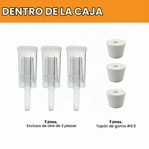 Vista 2 de 3 ct. Cilindro hermético de 3 piezas con tapón de #6.5 - Conjunto de 3 cilindros herméticos