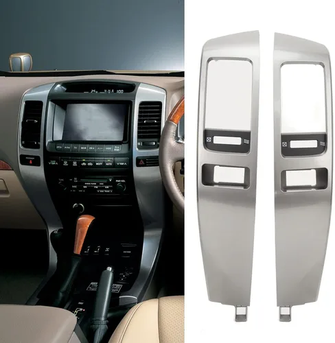 Vista 3 de Aramox 2 paneles de ventilación de salpicadero, consola central plateada, panel de ventilación de aire de CA, compatible con Land Cruiser Prado J120