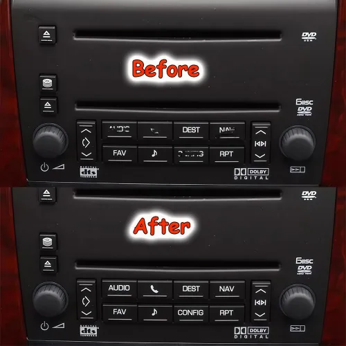 Vista 3 de Calcomanías de reparación de botones de CA y multimedia compatibles con Cadillac Escalade EXT ESV 2007-2014 con control de clima y reparación