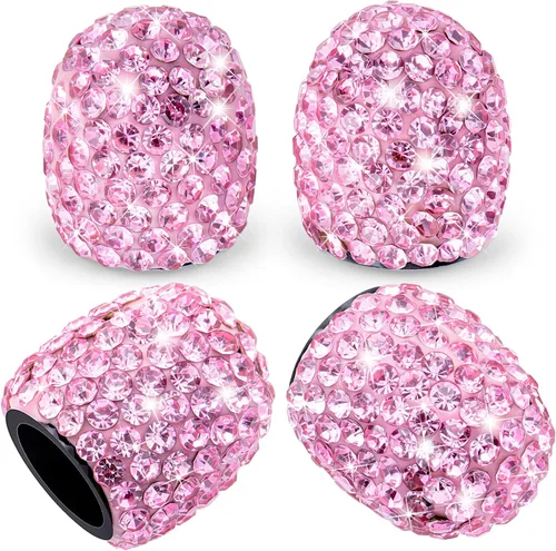 Vista 17 de 4 tapas de válvula de vástago de neumático de diamantes de cristal brillante, a prueba de polvo, tapas universales para válvulas de neumáticos