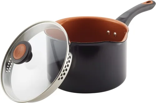 Vista 8 de Farberware Glide - Cacerola antiadherente con colador y tapa, 3 cuartos de galón, color negro