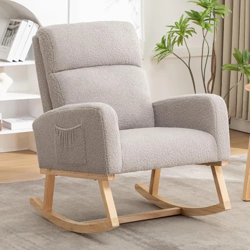 Vista 10 de HCHAIRH Mecedora para guardería, sillas mecedoras de enfermería con respaldo alto, mecedora moderna para mamá guardería, sala de estar, dormitorio