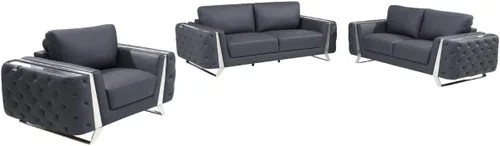 Vista 27 de Blackjack Furniture Reggio Collection - Sofás de cuero italiano de grano completo para sala de estar con marco de madera brasileña y acero