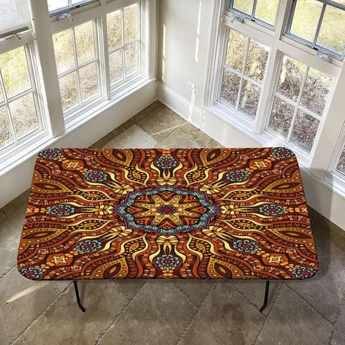 Vista 22 de Mantel ajustable elástico de granja, 24 x 36 pulgadas, mantel rectangular para mesa plegable de 3 pies, estampado de árboles de pinos de invierno