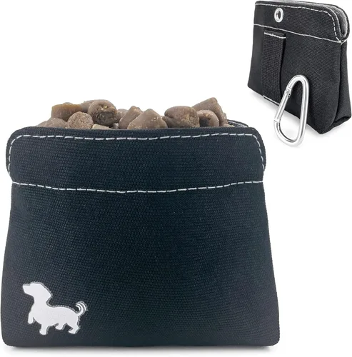 Vista 10 de Bolsa para golosinas para perros extra pequeña Swaggly – Bolsa de golosinas para perros con bolsillo magnético delgado para caminar y entrenar