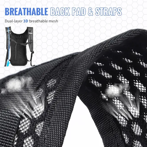 Vista 2 de Hydration Pack with 3L PEVA Water Bladder - Lightweight Hydration Backpack for MTB Cycling, Hiking, Running - Women & Men - 10L Capacity