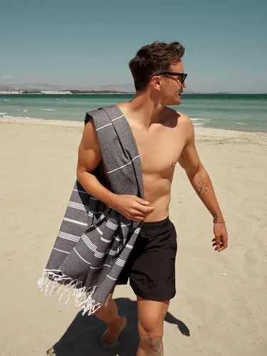 Vista 2 de Smyrna Classical Series - Toalla de playa turca original, 100% algodón, prelavada, 37 x 71 pulgadas, toalla de baño peshtemal y turca para spa