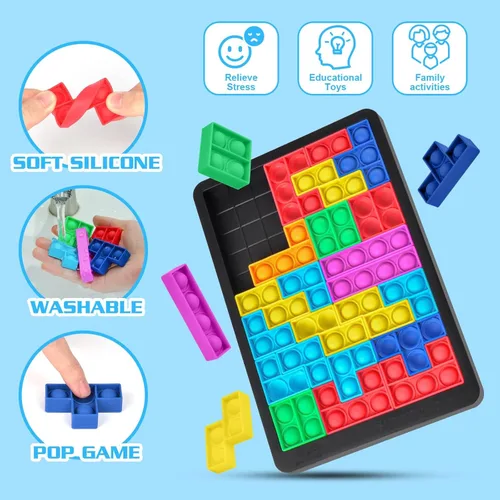 Vista 4 de Ainiv Juego de rompecabezas para ansiedad, juguete de rompecabezas de silicona, rompecabezas de silicona, rompecabezas de bloques de construcción