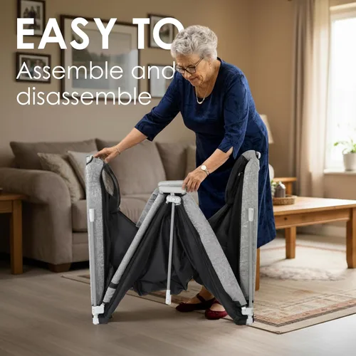 Vista 4 de Sweeby Corralito para bebés, puerta plegable de 59 x 59 pulgadas para bebés y niños pequeños, extra grande con puerta de juego para valla