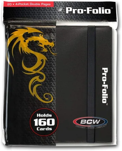 Vista 2 de BCW Pro-Folio - Álbum de tarjetas de 4 bolsillos, color negro, diseño de carga lateral, carpeta de tarjetas intercambiables, con capacidad