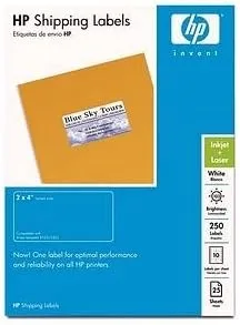 Etiquetas de envío blancas HP, 2 x 4, 250 unidades, 25 hojas