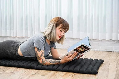 Vista 675 de Leewadee colchón tailandés enrollable para cama de invitados, tapete de yoga, para masaje tailandés, ecológico, orgánico y natural.