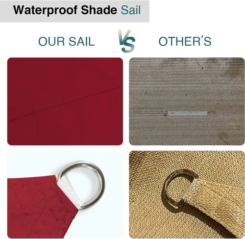 Vista 7 de ECOOPTS Toldo rectangular impermeable, 10 x 15 pies, bloqueo UV, para patio al aire libre, pérgola, jardín (rojo)