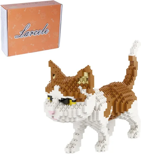 Vista 19 de Larcele Conjunto de animales de bloques de construcción micro para gatos, mini ladrillos de juguete de construcción 3D, 1191 piezas KLJM-05