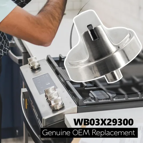 Vista 7 de WB03X29300 Reemplazo de perilla de quemador de superficie superior de acero inoxidable para GE Range OEM, piezas de perilla en forma de D de control