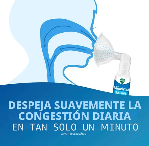 Vista 2 de Vicks VapoMist Saline, Neblina Sutil de Solución Salina con Vapores Relajantes de Vicks, Sin Medicamentos, 1.7 oz (50 ml)