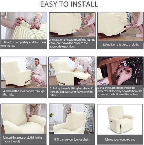 Vista 5 de KEKUOU Fundas para sillón reclinable, fundas para sillón reclinable Lazy Boy, fundas elásticas para sofá, 1 pieza de protector de muebles con parte