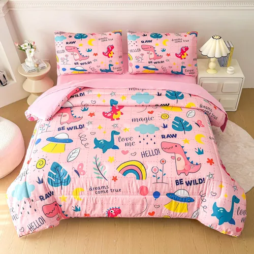 Vista 12 de MWMWMW Juego de edredón de mariposas para niñas, juego de ropa de cama estampado de mariposas rosa y morado, juego de ropa de cama de mariposas de 5