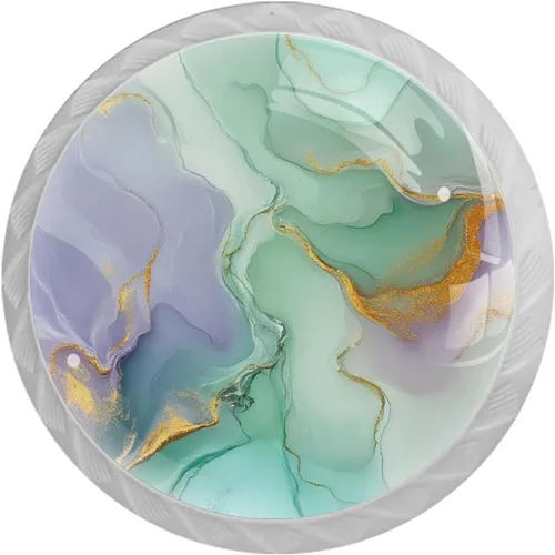 Vista 21 de NEWzone 4 Pack Dresser Drawer Cabinet Knobs Agate Marble Round Shape Crystal Glass Knobs Pulls Handles for Kitchen Wardrobe Cupboard Door Hardware