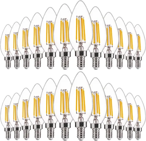 Vista 21 de FLSNT Bombillas LED equivalentes a 40 W, bombillas LED ámbar regulables B11 E12, base de candelabro, 2200 K, blanco cálido, 330 lm, paquete de 6