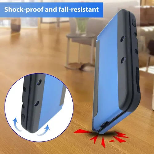 Vista 3 de Carcasa protectora azul para Nintendo 3DS XL LL con diseño de carcasa rígida para ofrecer protección completa de la superficie externa