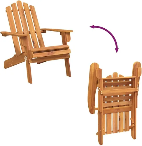 Vista 8 de Garden Adirondack Chair Set of 2, Natural Solid Acacia Wood, Medium Foldable Outdoor Chairs for Patio, Balcony, Lawn, Terrace Relaxation
