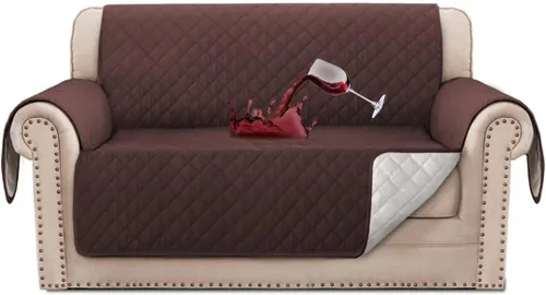 Vista 22 de Funda de sofá 100% impermeable, protector triple antideslizante para sillón de 1 plaza, funda de muebles a prueba de mascotas, lavable a máquina