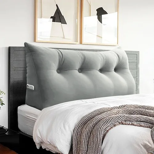 Vista 28 de Almohada de cabecero – Almohada de cama grande 3 en 1 como almohada de lectura de cuña, almohada grande para sofá cama o respaldo de apoyo, almohada