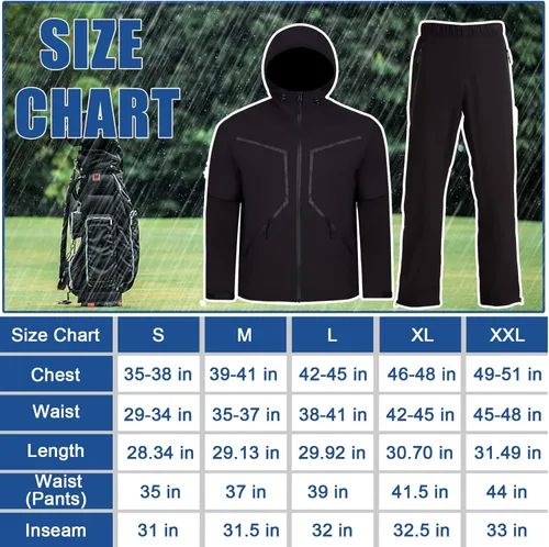 Vista 6 de K.E.J. Chaqueta de lluvia de golf, impermeable, trajes de lluvia de golf para hombres, equipo de lluvia de golf