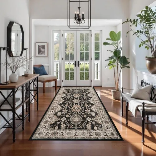 Vista 10 de Alfombra de pasillo lavable de 2 x 3: alfombras antideslizantes con parte trasera de goma, alfombra de cocina suave, alfombra pasillo estilo granja