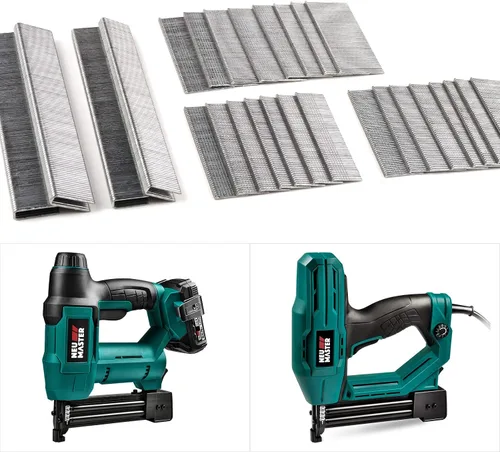 NEU MASTER Kit combinado de grapas de corona estrecha de 1/4 pulgadas y clavos Brad 18GA para NTC0040, NTC0023, NTC0110, 1600 unidades