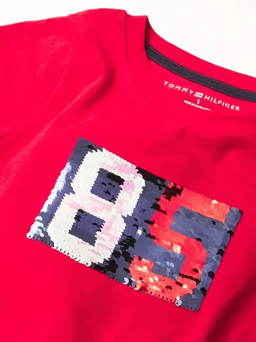 Vista 2 de Tommy Hilfiger Camiseta de manga corta con lentejuelas y cuello redondo para niña