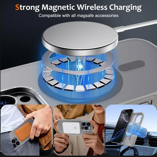Vista 314 de Anuck - Funda magnética para iPhone 11 compatible con MagSafe, carcasa trasera mate translúcida dura, borde de TPU, delgada, resistente a impactos