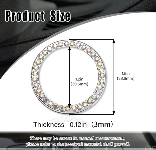 Vista 2 de 2 anillos de decoración de arranque y parada de motor de automóvil con doble diamantes de imitación, accesorios para interiores de automóvil, anillo