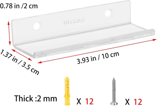 Vista 2 de WANLIAN Estante de vinilo transparente para discos de pared, paquete de 6 unidades, soporte de vinilo para pared, soporte de discos de acrílico
