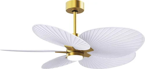 Matthews Alessandra Tropical - Ventilador de techo de 48 pulgadas con kit de luz LED y control remoto, latón cepillado con acabado blanco mate,