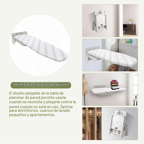 Vista 5 de Tabla de planchar montada en la pared, tabla de planchar retráctil giratoria de 180° con cubierta de 38.7 x 11.8 pulgadas, mesa de planchar de ropa