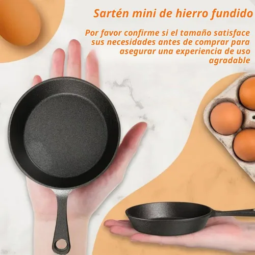 Vista 4 de Sartén pequeña negra para huevos, mini sartén, sartén pequeña para panqueques para el hogar y campamento (diámetro 4.7 pulgadas/5.0 in)
