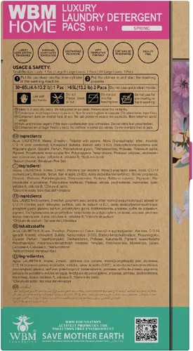 Vista 3 de WBM Cápsulas de detergente para ropa para el hogar, aroma de fragancia primaveral, 32 unidades, cápsulas de lavandería concentradas HE con 10 veces