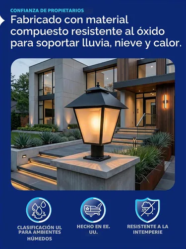 Vista 4 de KASTLITE Cobham - Lámpara de poste para exteriores, negro, se adapta a
