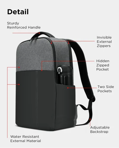Vista 7 de Lenovo Mochila para laptop de 15.6 pulgadas (B200) – Bolsa acolchada para tableta y computadora de 16 litros con 6 bolsillos – Mochila delgada