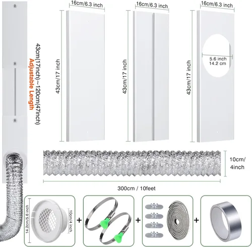 Vista 3 de Kit de ventilación para secadora de ventana Estoder con manguera de ventilación de secadora de 4 pulgadas y 10 pies, kit universal de ventilación