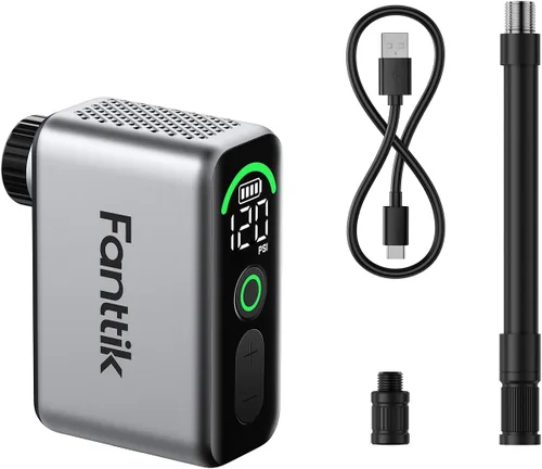 Fanttik X10 Ace Tiny Mini bomba eléctrica para bicicleta, bomba de aire compacta de 120 PSI con válvula Presta y Schrader, bomba eléctrica de