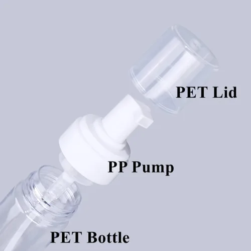 Vista 2 de Botella dispensadora de espuma, 3 botellas vacías transparentes de 7 onzas líquidas, botella de espuma de plástico, botella de jabón de viaje